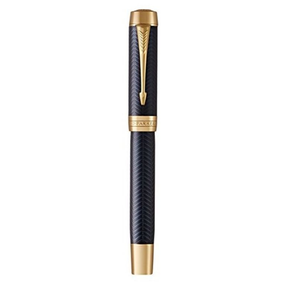 Перьевая ручка и чехол из Parker Duofold Prestige Centennial, Blue Chevron GT Foutain Pen Medium 1931370, перо:M , цвет чернил: black, в подарочной упаковке.