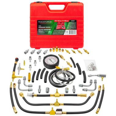 Тестер давления топлива в наборе с адаптерами 46пр. (0-10 bar) в кейсе. RockForce##Rock FORCE RF-946G1