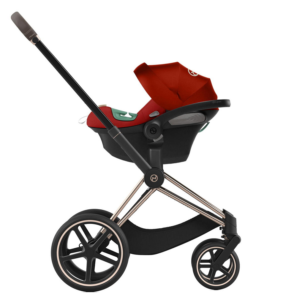 Коляска 3 в 1 Cybex Priam IV Rosegold complete и автокресло Aton S2 i-Size Hibiscus Red Mirage Grey