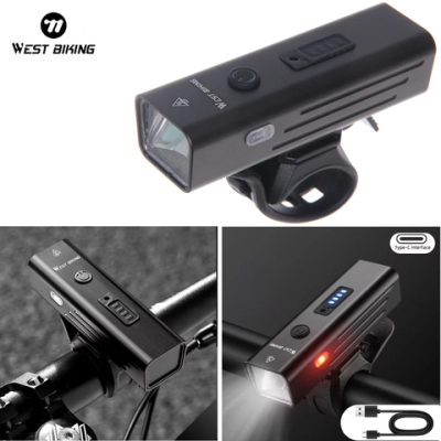 Фонарь велосипедный, передний West Biking YP0701416 Black (аккум. 1800 mAh, Type-C)