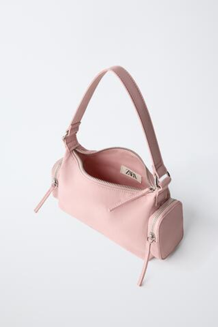 ZARA СУМКА ЧЕРЕЗ ПЛЕЧО С КАРМАНАМИ, РОЗОВЫЙ