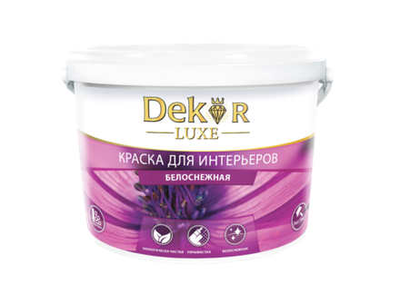 DEKOR LUXE  Краска ВД-АК-216 для интерьеров белоснежная 14кг (Кубанские краски)