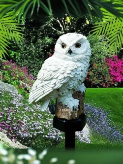 Светильник садовый на солнечной батарее уличный, фигурка садовая Сова, 1 шт.