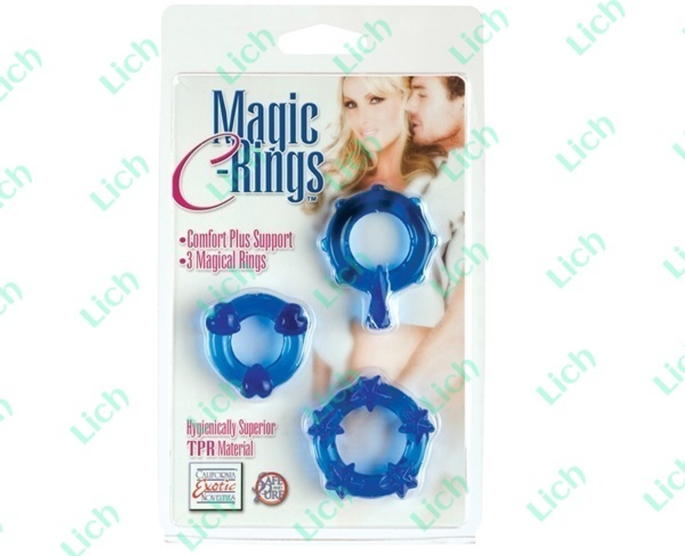 Набор из 3-х синих эрекционных колечек MAGIC C-RINGS
