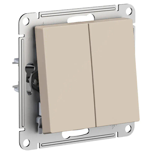 ATLASDESIGN 2-клавишный ПЕРЕКЛЮЧАТЕЛЬ, сх.6+6, 10АХ, механизм, ПЕСОЧНЫЙ