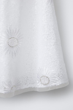 ZARA ЮБКА С БЛЕСТКАМИ, БЕЛЫЙ