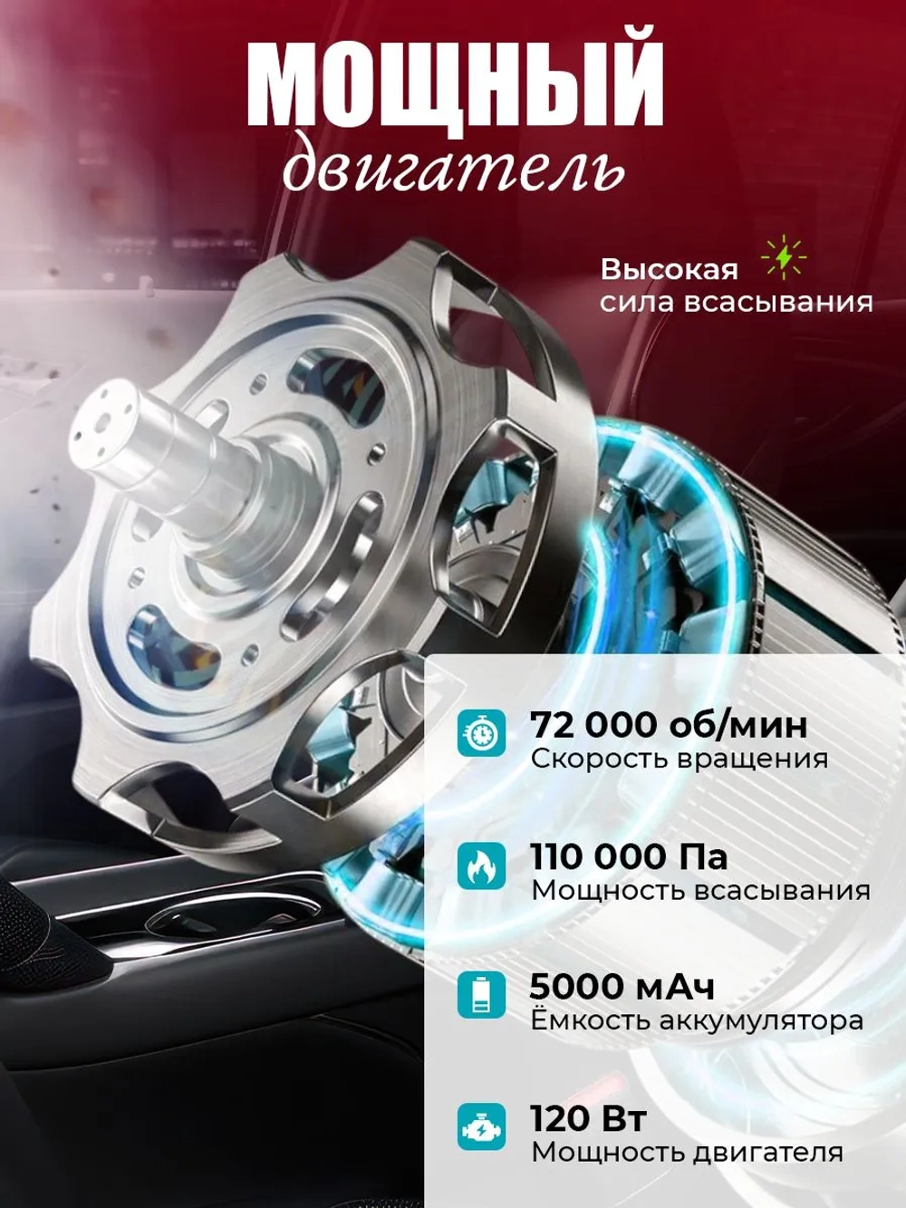 Пылесос автомобильный, беспроводной