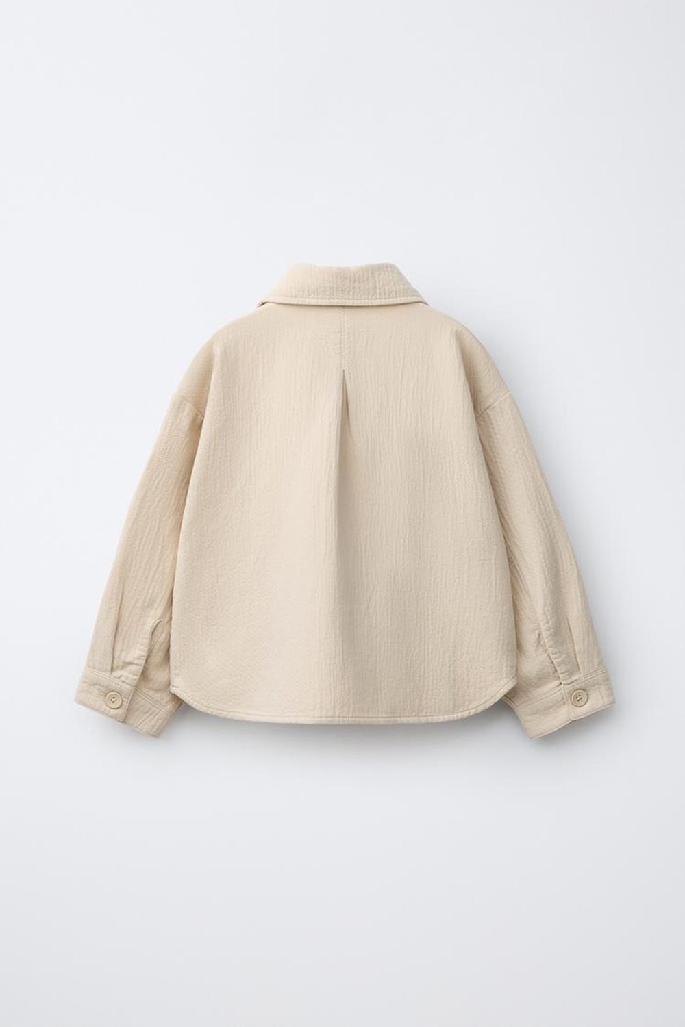 ZARA ФАКТУРНАЯ КУРТКА-РУБАШКА ИЗ ХЛОПКА И ЛЬНА, ЭКРЮ