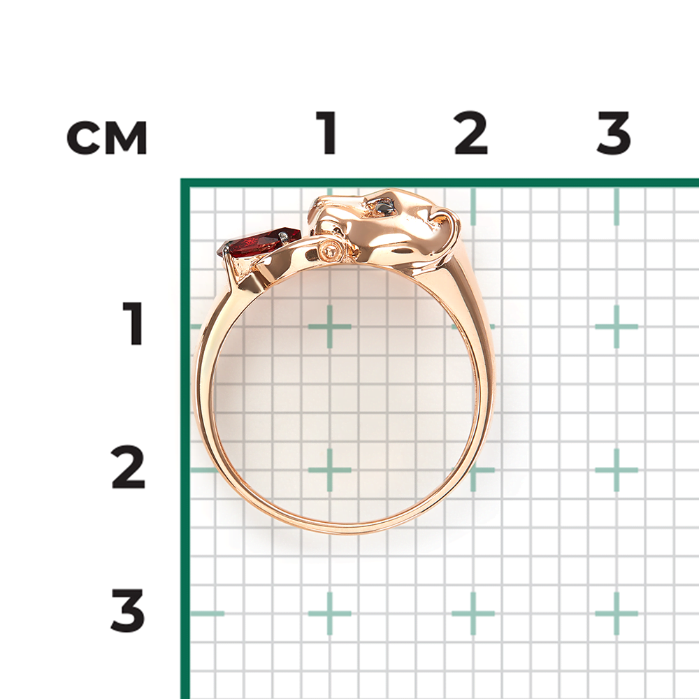 Кольцо «Пантера» из красного золота с гранатом
