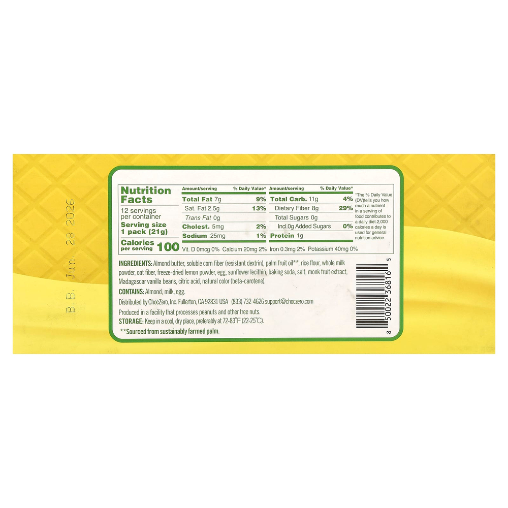 ChocZero, Premium Cookies, Golden Dunkies, ваниль и крем с кремом, лимон, 12 упаковок по 21 г (0,75 унции)