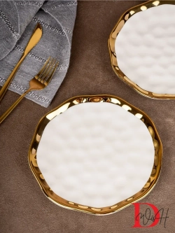 Набор из 6 глянцевых тарелок плоских мятый фарфор 19,5 см