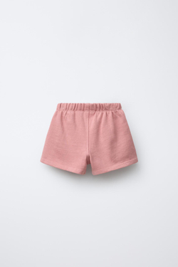 ZARA ШОРТЫ ИЗ МЯГКОЙ ТКАНИ С ВОЛНИСТЫМИ ДЕТАЛЯМИ, ТЕМНО-РОЗОВЫЙ