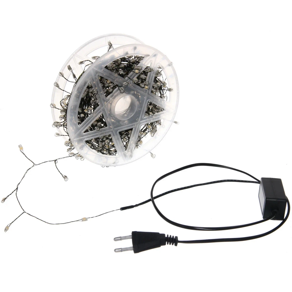 Гирлянда для дома НИТЬ «Мишура-Капля» 20 м 500 ламп LED, зеленый провод, пост.свечение, IP-20, 220v, Теплый белый