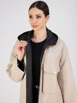 Пальто из натуральной кожи с капюшоном