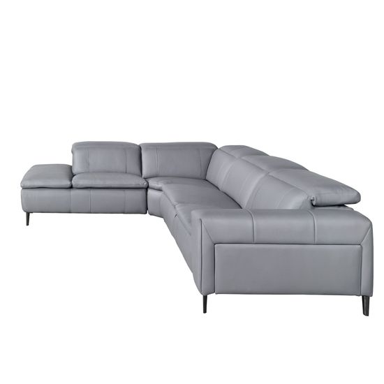 5-местный диван с реклайнером 6218 с левым шезлонгом из серой кожи