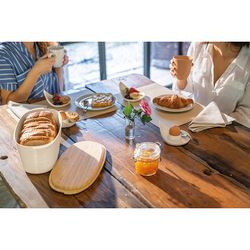 Хлебница с бамбуковой крышкой Tierra, 3 л, молочная