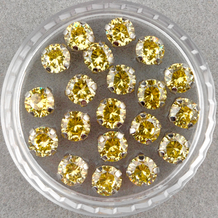Фианиты шатоны в оправах, Golden Yellow/Platinum