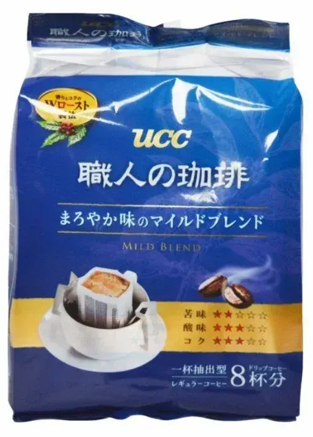 Кофе молотый UCC дрип-пакет Mild Blend 8 дрипов (синий)