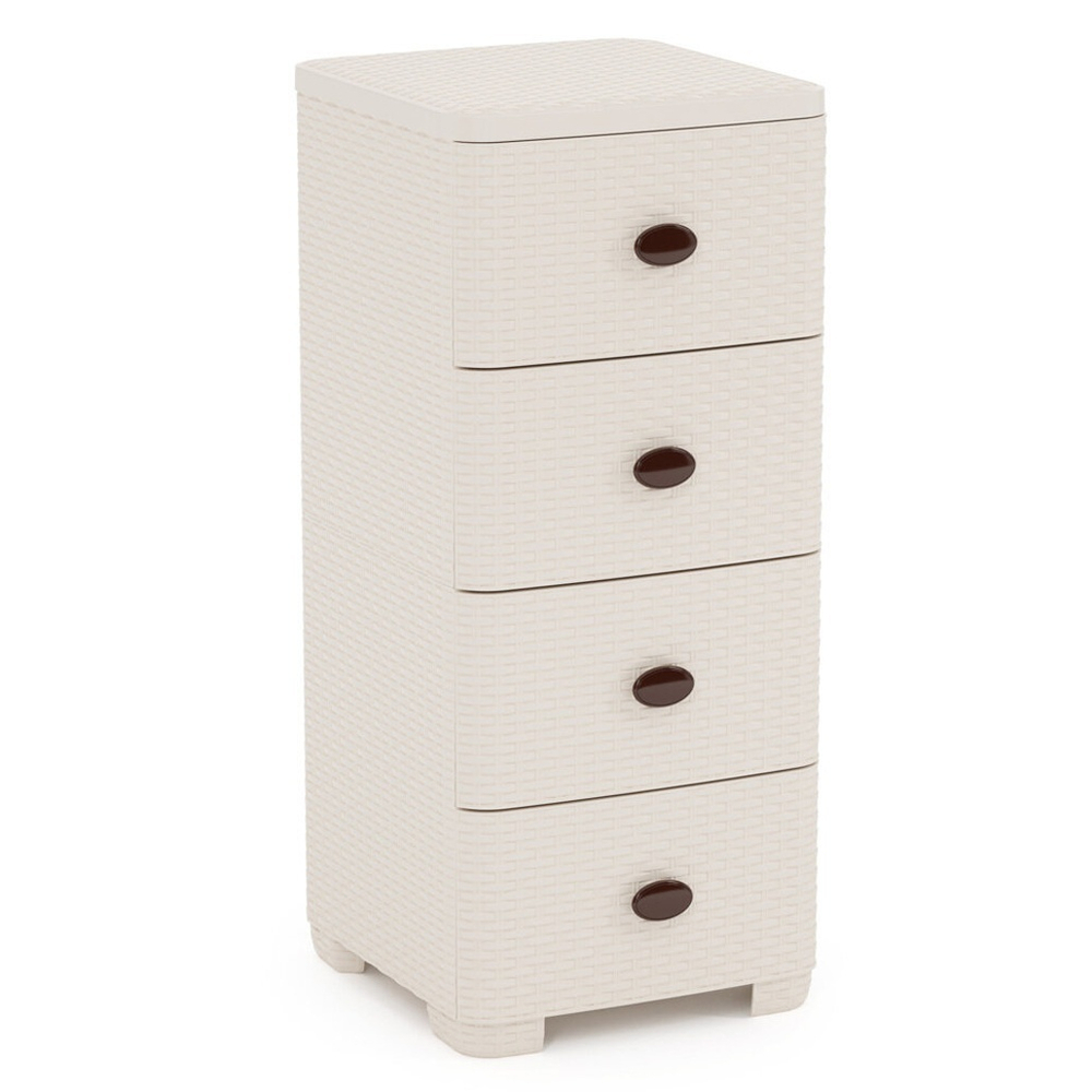 Комод 4-х секционный "Плетенка" (слон.кость) 375*360*83мм