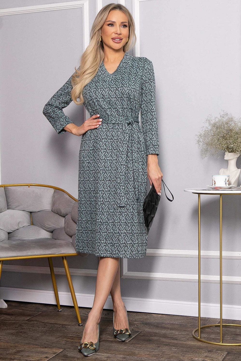 Платье с поясом Лаконичный стиль (мятное) П14518-19М LT Collection