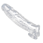 Прозрачная насадка для увеличения члена Realistic Clear Penis Enhancer and Ball Stretcher - 20,3 см. (Цвет: прозрачный)