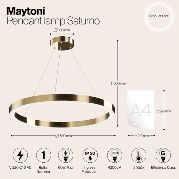 Подвесная светодиодная люстра Maytoni Saturno MOD415PL-L60BS4K