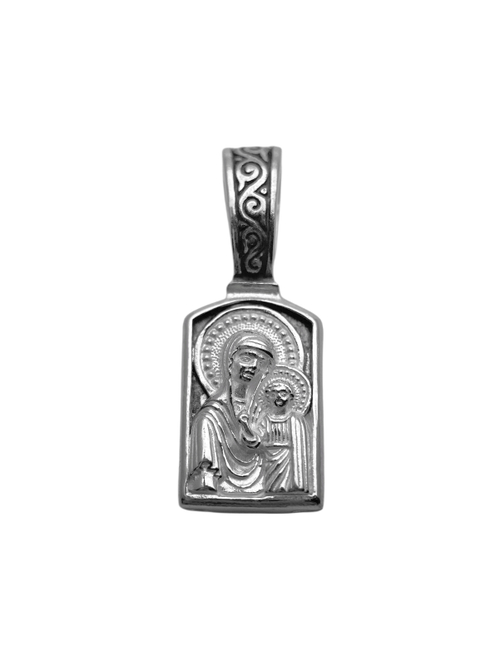 Образок из серебра/Чернение/С подвижным ухом/Казанская БМ