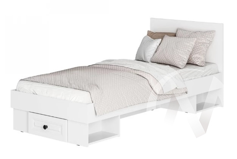 Кровать 0.9 КР-01 МС Софт (без настила) (белый/эмаль белая F26)