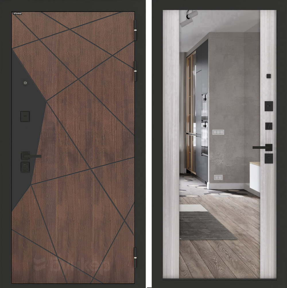 Входная дверь Бункер BN-14 - Зеркало максимум 
Сандал белый