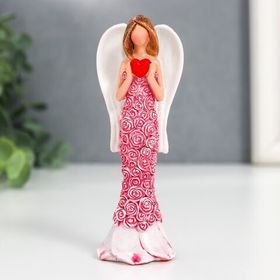 Сувенир Девочка Ангел с сердцем в платье розочки 10х3,8х3,2 см