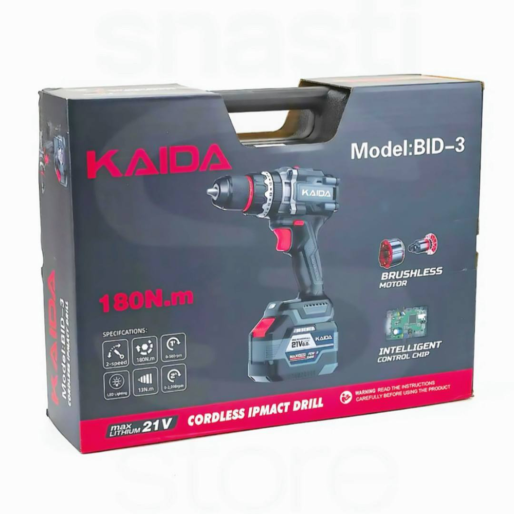 Шуруповерт Kaida BID-3 21V 8Ah 180N.m +2 аккумулятора