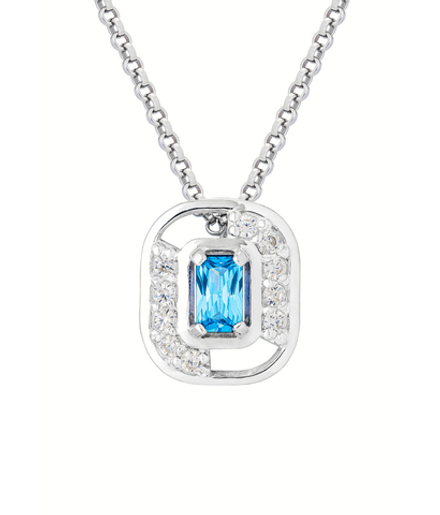 Подвес из серебра со вставками из выращенной голубой шпинели и бесцветных фианитов