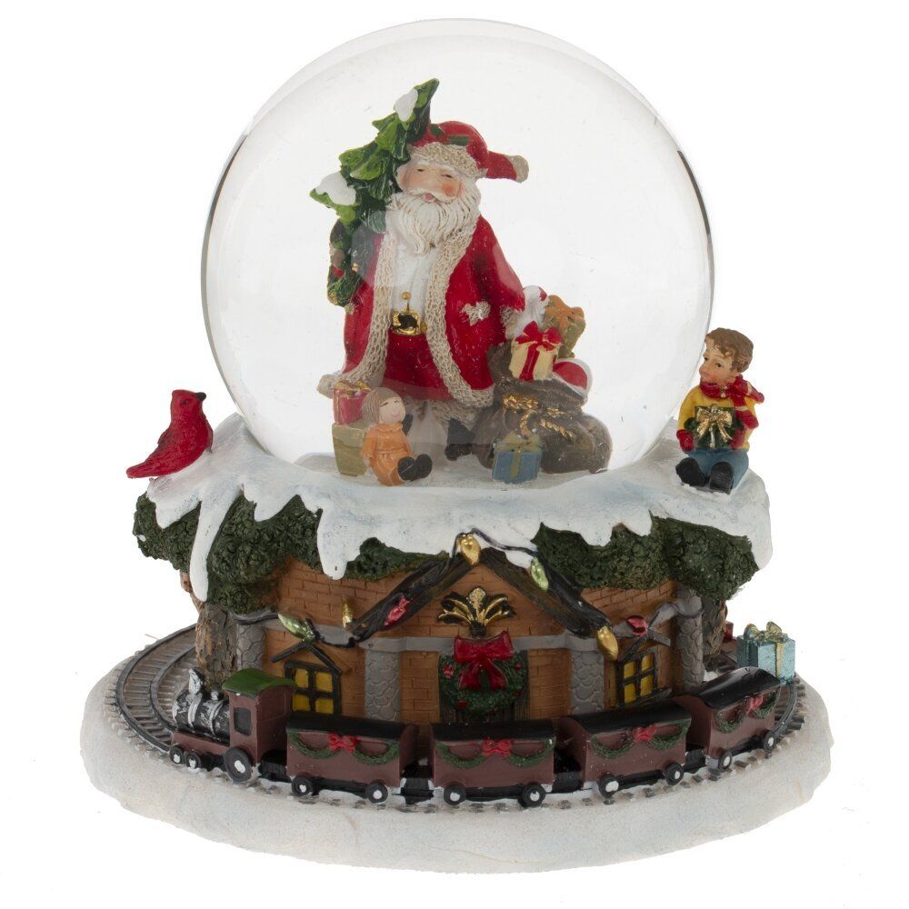 GAEM Фигурка декор в стекл шаре "Санта" (муз с ключ, движ), D 10 см, L15 W15 H15 см