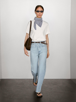 Massimo Dutti Футболка с коротким рукавом из 100% хлопка, кремовый