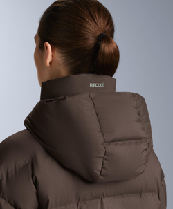 Oysho Легкий водонепроницаемый короткий пуховик Minardi Piume Kayak, темно-коричневый