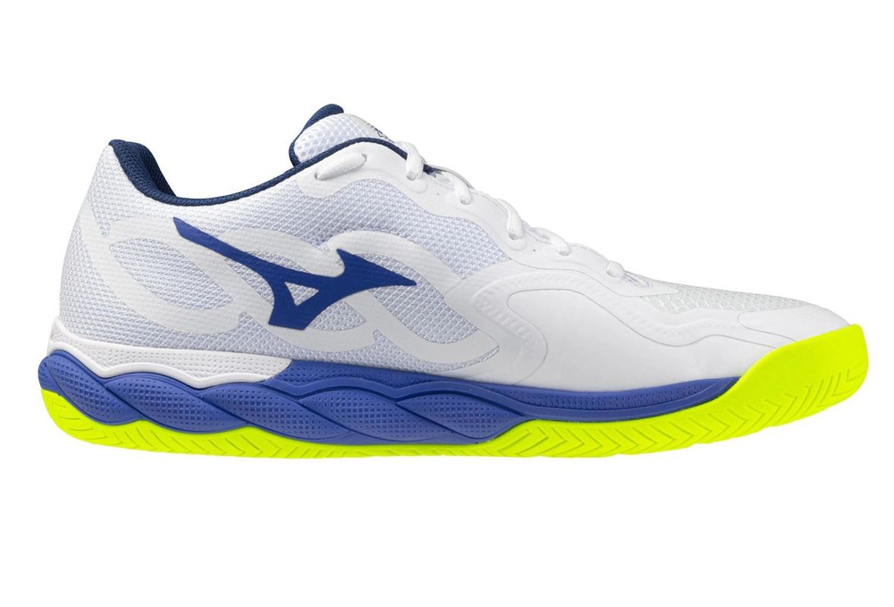 Мужские кроссовки теннисные Mizuno Wave Enforce Court AC - white/dazzling blue/light yellow