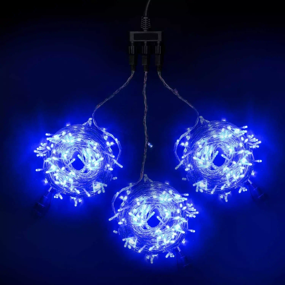 Комплект гирлянды на деревья с контроллером 60 м., 3 луча по 20 м, 600 LED ламп синего цвета, Beauty Led (KDD600C-10-1B)