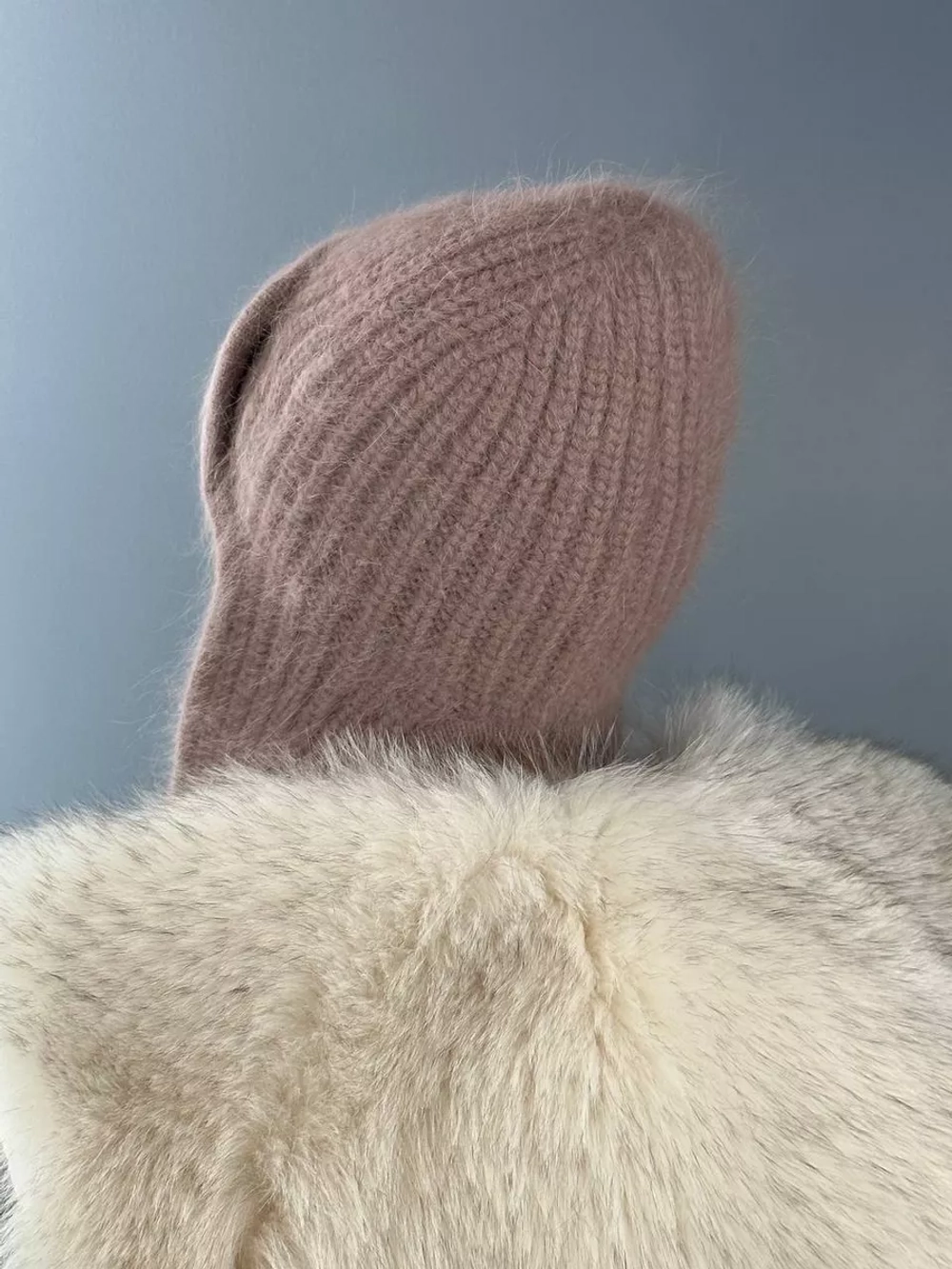 шапка ушанка вязаная зимняя ангора пушистая