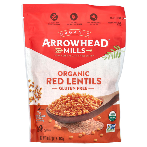 Arrowhead Mills, Органическая красная чечевица, 453 г (16 унций)