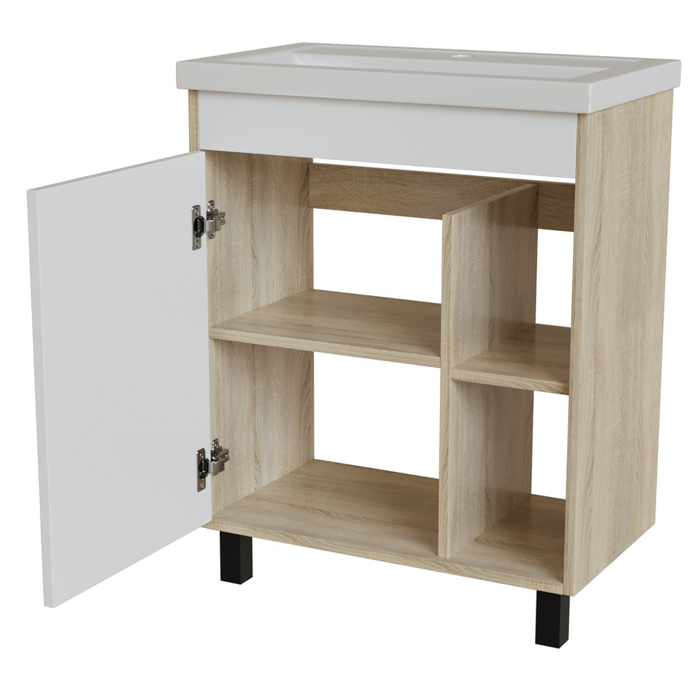 Тумба д/ванной "МИЛТОН-70" Дуб сонома/белый под рак. Фостер 70 (Kirovit) (ЛДСП /ПВХ)