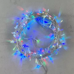 Светодиодная гирлянда 200 разноцветных LED ламп с RGB светодиодом, 20 м., 24V., черный силиконовый провод, IP65, Beauty Led (EST200-10-1RGB)