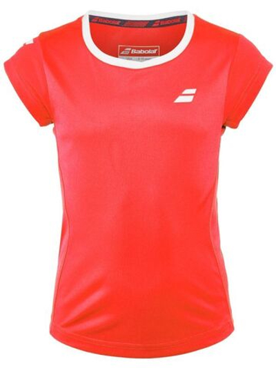 Футболка для девочки теннисная Babolat Core Flag Club Tee Girl - fluo strike/white
