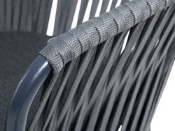 "Бордо" стул барный плетеный из роупа, каркас из стали темно-серый (RAL7024) муар, роуп серый 15мм, ткань темно-серая 027