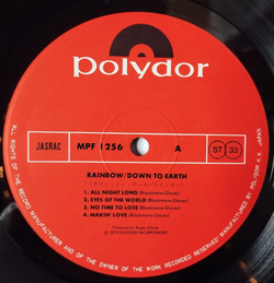 Винтажная виниловая пластинка LP Rainbow Down To Earth (Japan 1979) (No Obi) Since You Been Gone