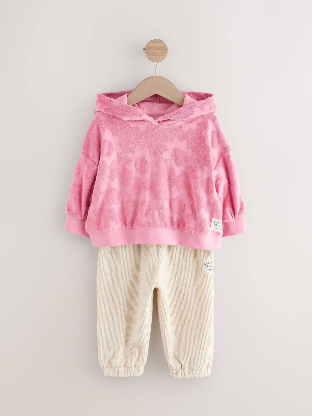 Толстовка с капюшоном и джоггеры в комплекте для девочки Next E54-946, Розовый, Бежевый