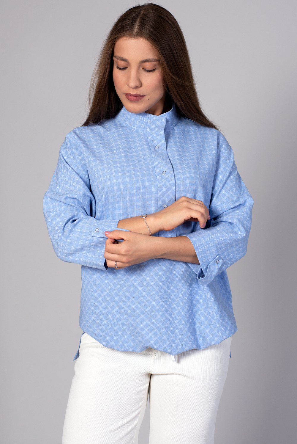 Блузка женская 3726ЛП, клетка #259Клб093726ЛП