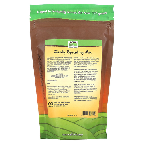 NOW Foods, Real Food, пикантная смесь семян для проращивания, 454 г (16 унций)
