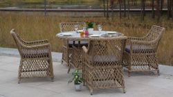 "Эспрессо" плетеный круглый стол, диаметр 118 см, цвет соломенный