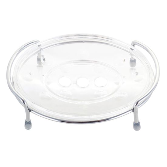 Мыльница овальная Besser BS 0109 (14х10х4,5 см) акриловая на хромированной подставке