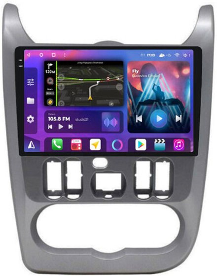 Магнитола для Renault Logan/Sandero 2009-2014 - FarCar XXL752M QLED+2K, Android 12, ТОП процессор, 8Гб+256Гб, CarPlay, 4G SIM-слот